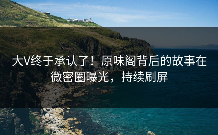 大V终于承认了！原味阁背后的故事在微密圈曝光，持续刷屏