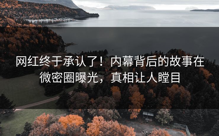网红终于承认了！内幕背后的故事在微密圈曝光，真相让人瞠目