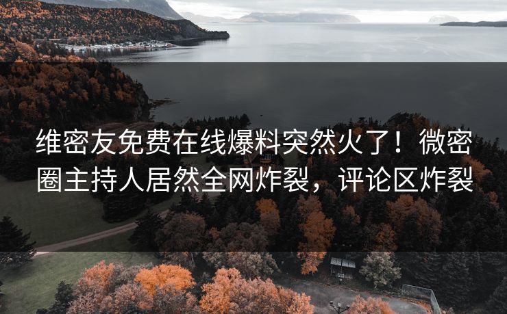 维密友免费在线爆料突然火了！微密圈主持人居然全网炸裂，评论区炸裂