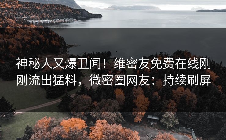 神秘人又爆丑闻！维密友免费在线刚刚流出猛料，微密圈网友：持续刷屏