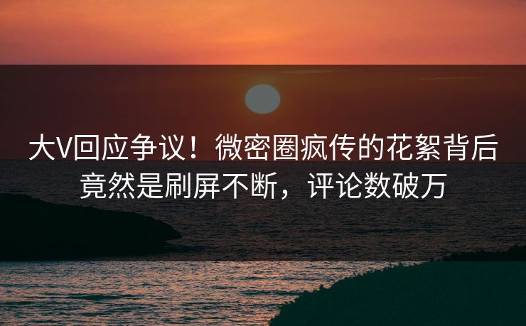 大V回应争议！微密圈疯传的花絮背后竟然是刷屏不断，评论数破万