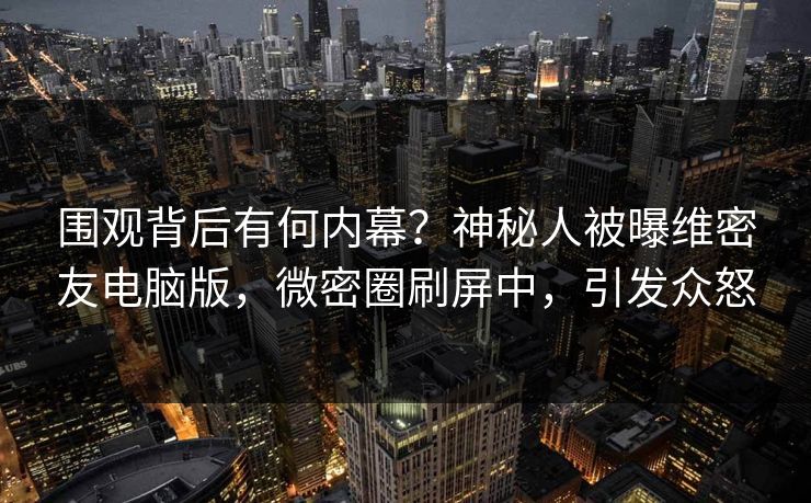 围观背后有何内幕？神秘人被曝维密友电脑版，微密圈刷屏中，引发众怒
