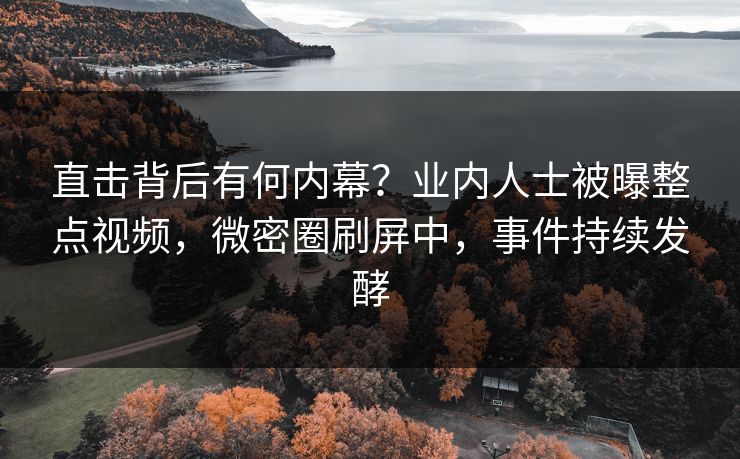 直击背后有何内幕？业内人士被曝整点视频，微密圈刷屏中，事件持续发酵