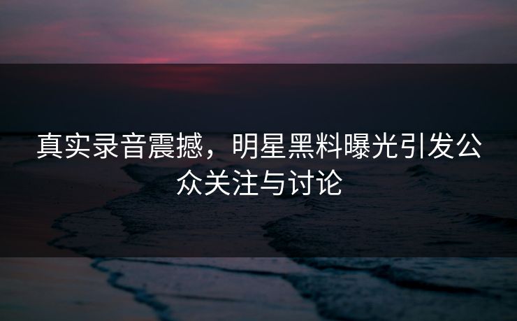 真实录音震撼，明星黑料曝光引发公众关注与讨论